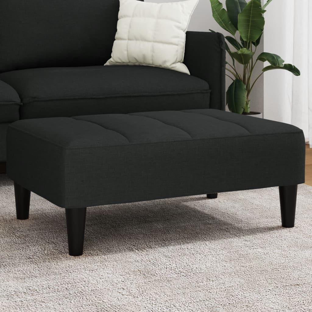 Repose-pieds en velours noir 77x55x31 cm pour salon et couloir