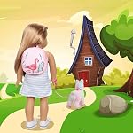 18 Inch Girl Doll Carrier Bag with Doll Clothes and Accessories,Including Dress, White Cloth Doll Shoes ,Doll Backpack, Sunglasses, Toy Lamb
