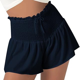 QWUVEDS Women's Summer Trouser Skirt Women's Summer Long Trouser Skirt Women's Summer Short Women Casual Shorts Summer Sports Elastic Waist Belt Plain High Waist Sports Shorts Trousers Size 32