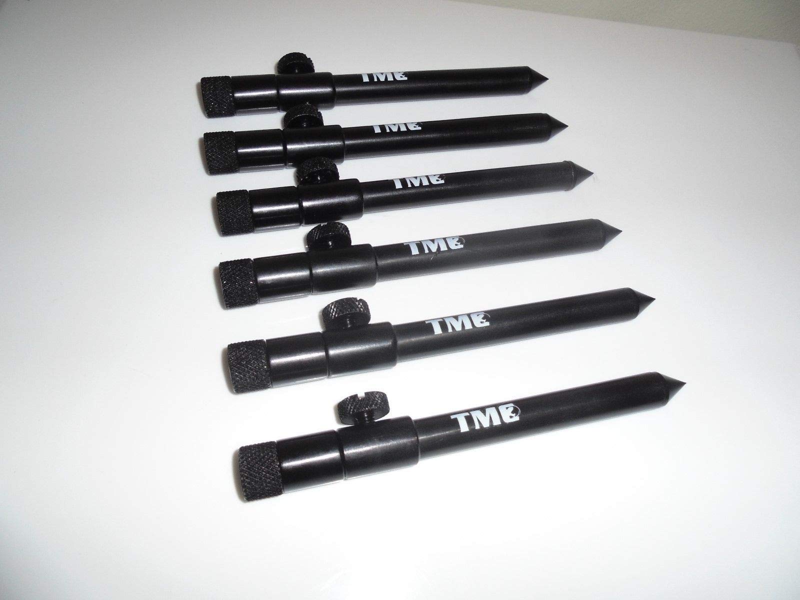 Tmc Black 6 X Aluminium Bank Sticks 15-25 Cm's. Rod Rests, Buzz Bar, Alarms. Fishing. 16Mm Diameter