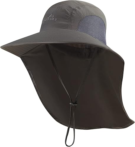 Miniatura 12 de Sombrero de sol para exteriores para hombre con protección UPF 50+, gorra de safari de ala ancha, sombrero de pesca con solapa para el cuello