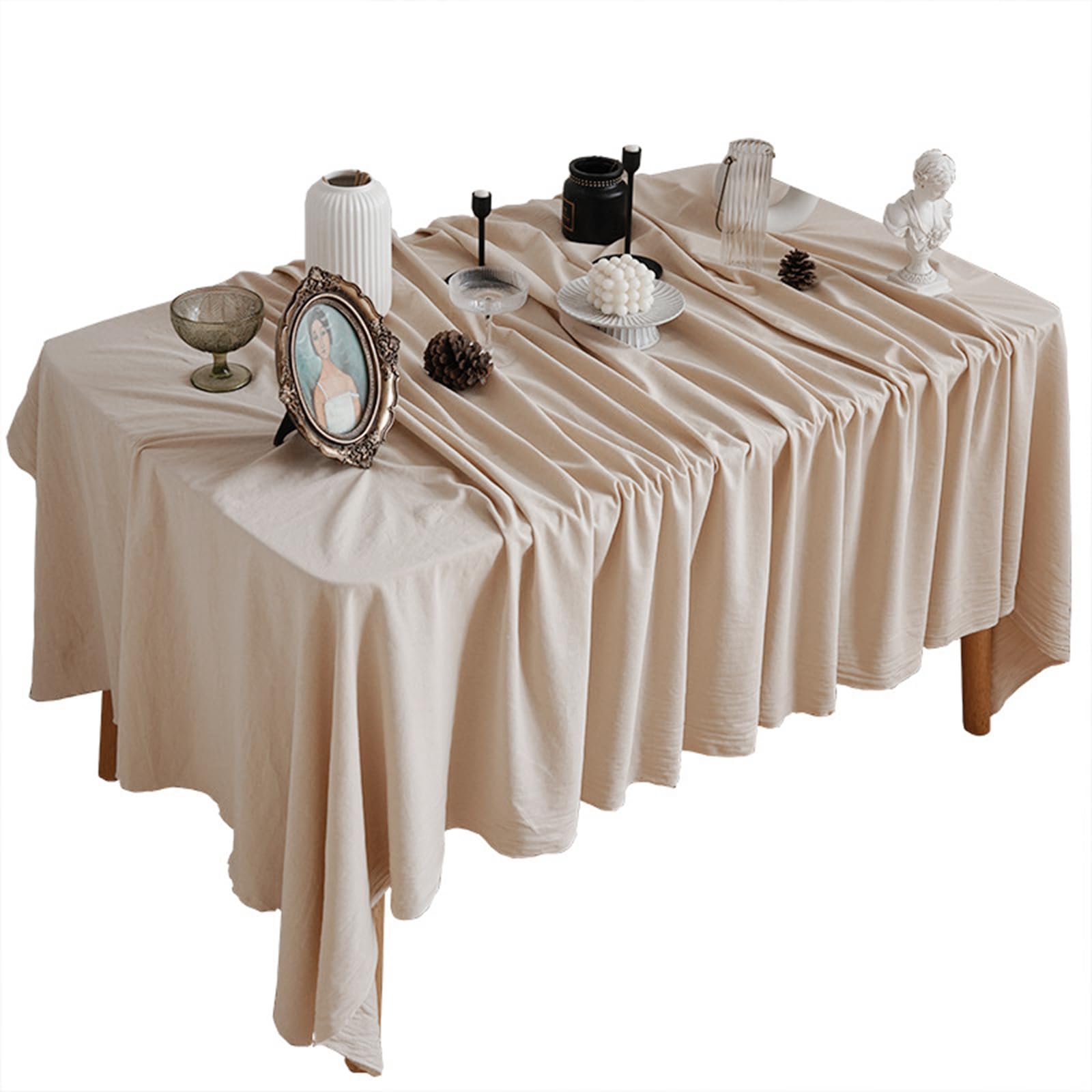 Jazuaiao Simple Cotton Linen Tablecloth Multipurpose Rectangular Table Protectors Color Fabric Cover for Home Decors Farmhouses Linen