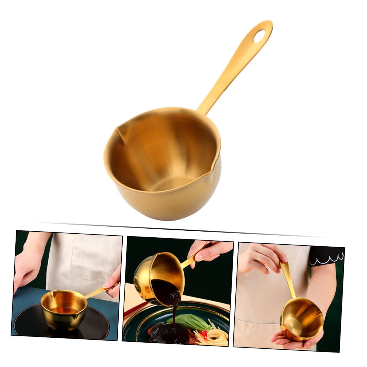 DECHOUS Pentolino 10cm in Acciaio Inox 304, Mini Pentola per Salsa da 200ml con Manico, Multiuso e Anti-scottatura per Casa