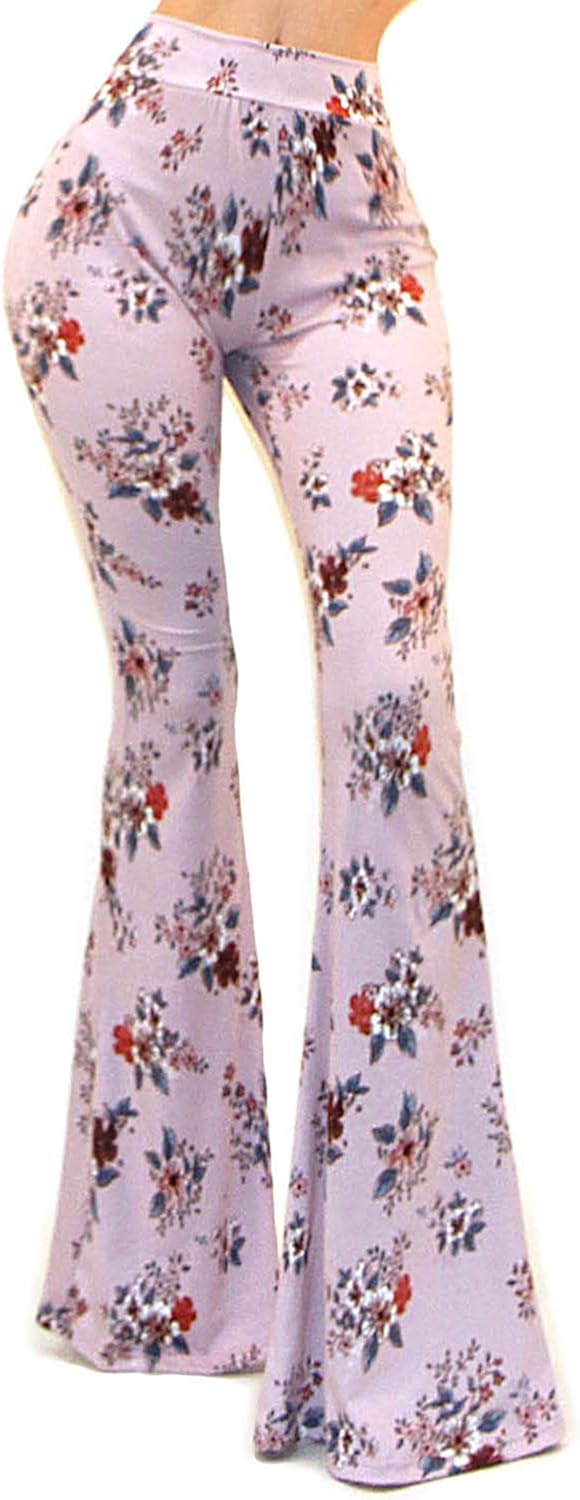 Vivicastle Women's USA Boho Solid Hippie Wide Leg Flared Bell Bottom Pants at  Women’s Clothing store