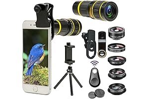 Godefa 6 in 1 Cell Phone Camera Lens Kit with Tripod + Shutter Remote