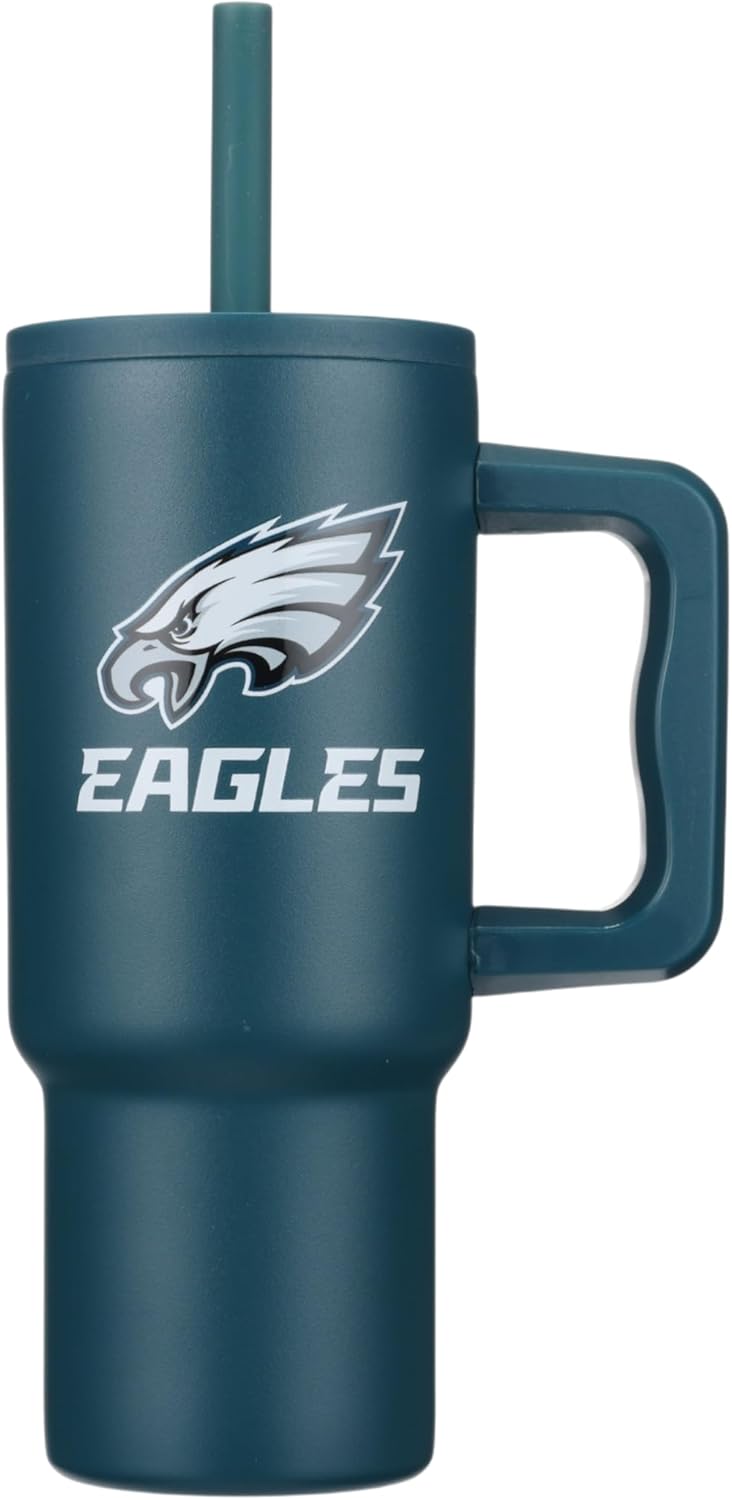 The Memory Company NFL Game Day 24oz Stainless Steel Tumbler - Double-Wall Vacuum Insulated Cup, Team Logo Sports Travel Mug with Lid & Straw, Officially Licensed Merchandise