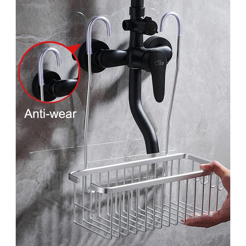 Exquisitos estantes de baño sobre la cesta del carrito de la ducha con ganchos, organizador de la ducha colgante del baño, cesta colgante sin perforaciones para el champú de sujeción del grifo (Color