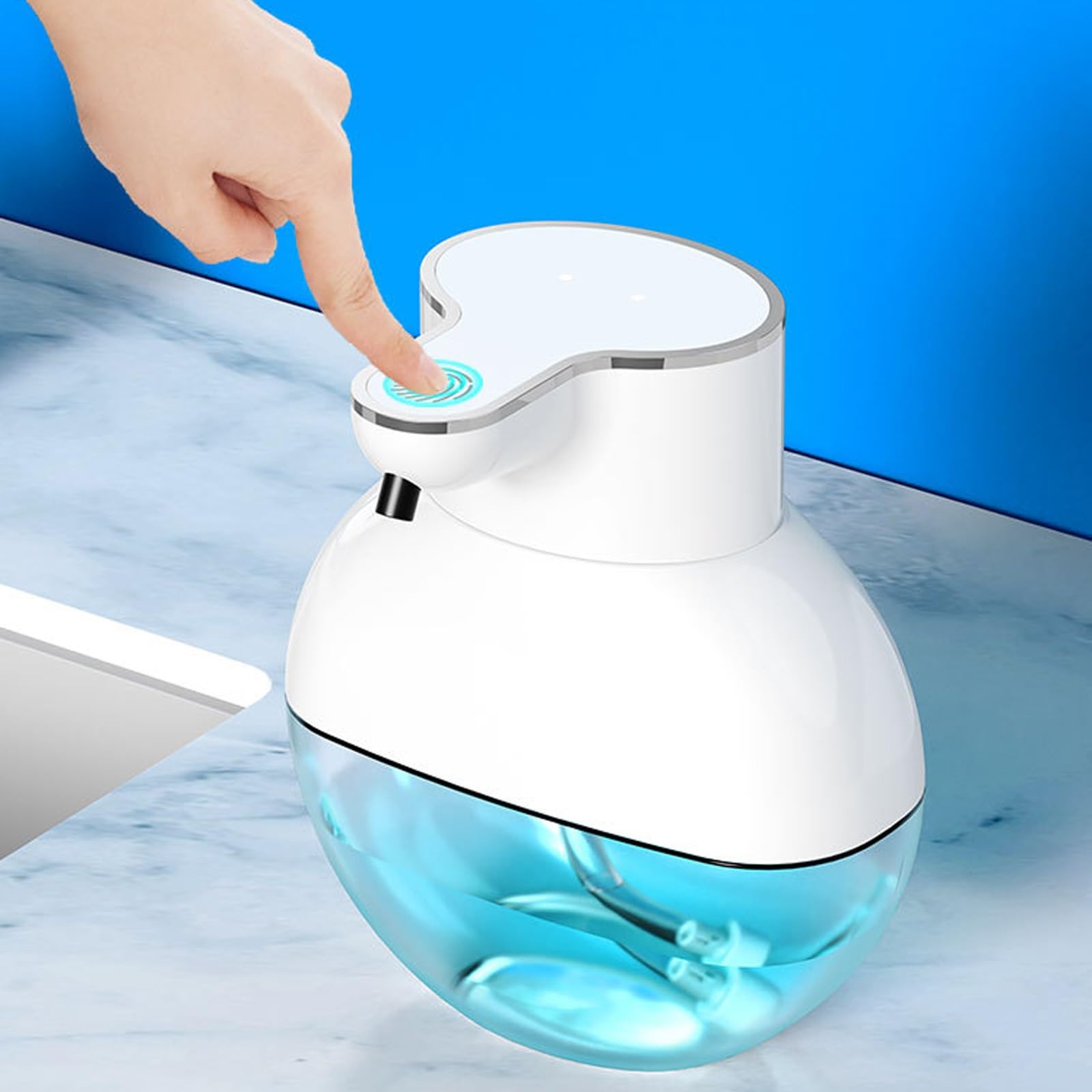 Dispensador automático de jabón con sensor automático, dispensador de desinfectante de manos sin contacto, botella de capacidad de 400 ml, modelo de espuma, capacidad visible