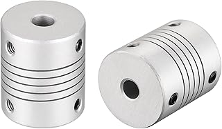 Tool parts 6.35mm To 6mm Aluminum Alloy Shaft Coupling Flexible Coupler L30xD25 Silver 2Pcs