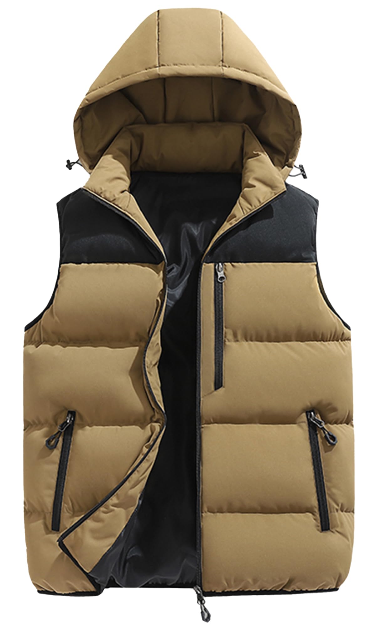 AIEOE Herren Winter Weste Wattierte Pufferweste mit Abnehmbarer Kapuze Warm Steppweste Wasserabweisend Body Warmer