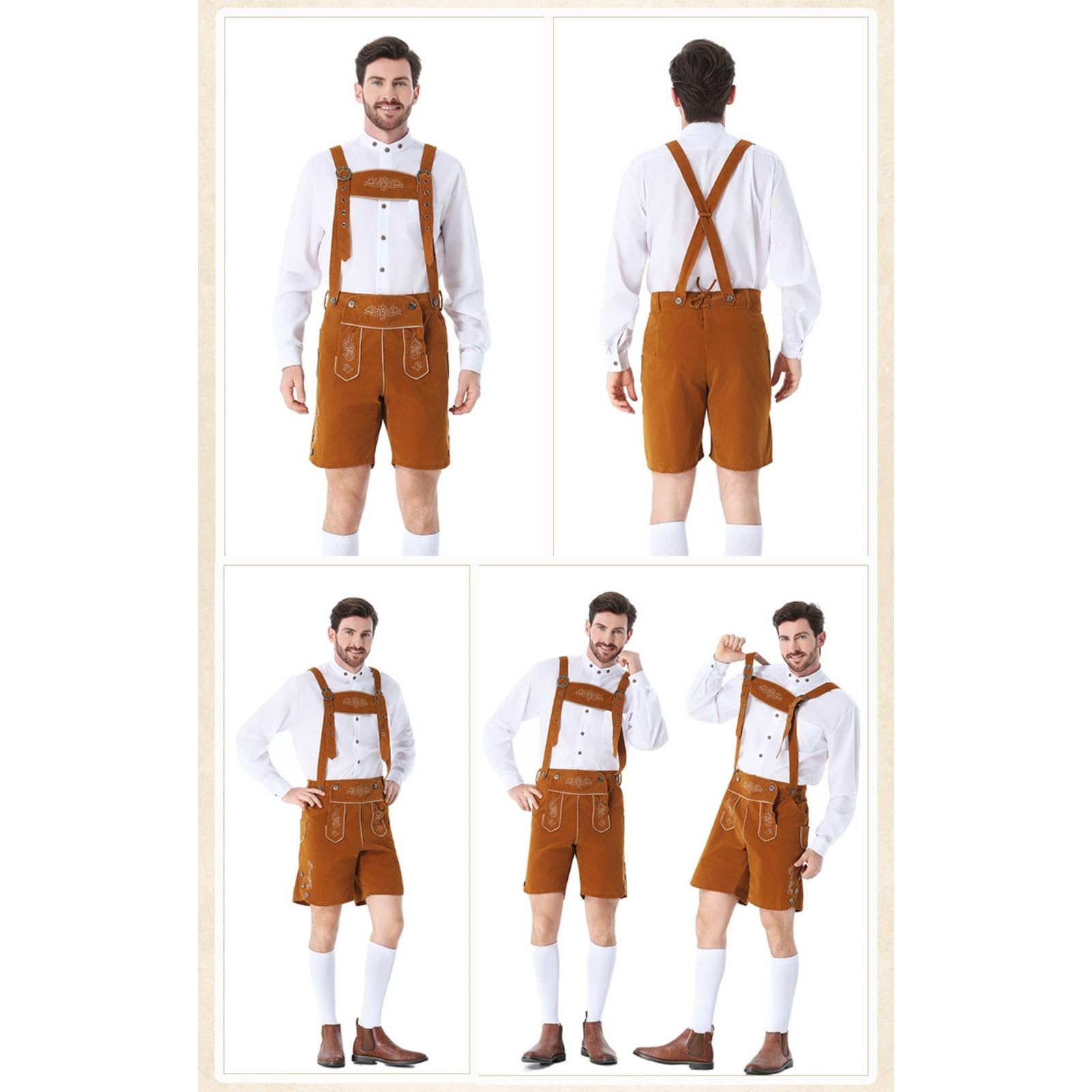 Generico Oktoberfest Costume Uomo Con Bretelle Regolabili Carnevale Bavarese Classico Vestito Oktoberfest Uomo Party Trachten