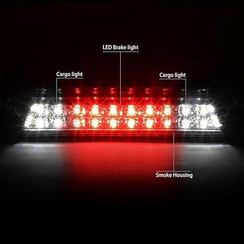 Miniatura 2 de DNA MOTORING 3BL-GMC15-LED-SM lente ahumada LED de montaje alto 3 tercera luz de freno compatible con Sierra 1500 2500-3500HD 14-18  Silverado 1500