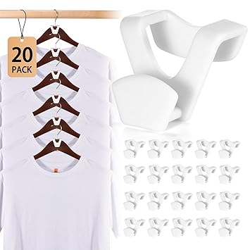 HOUSE DAY Space Saving Hanger Hooks 20 Pack, White Clothes Hanger Connector Hooks, Heavy Duty Hanger Hooks Space Saver, Durable Hanger Connector Hooks, Premium Cascading Hanger Hooks for Closet