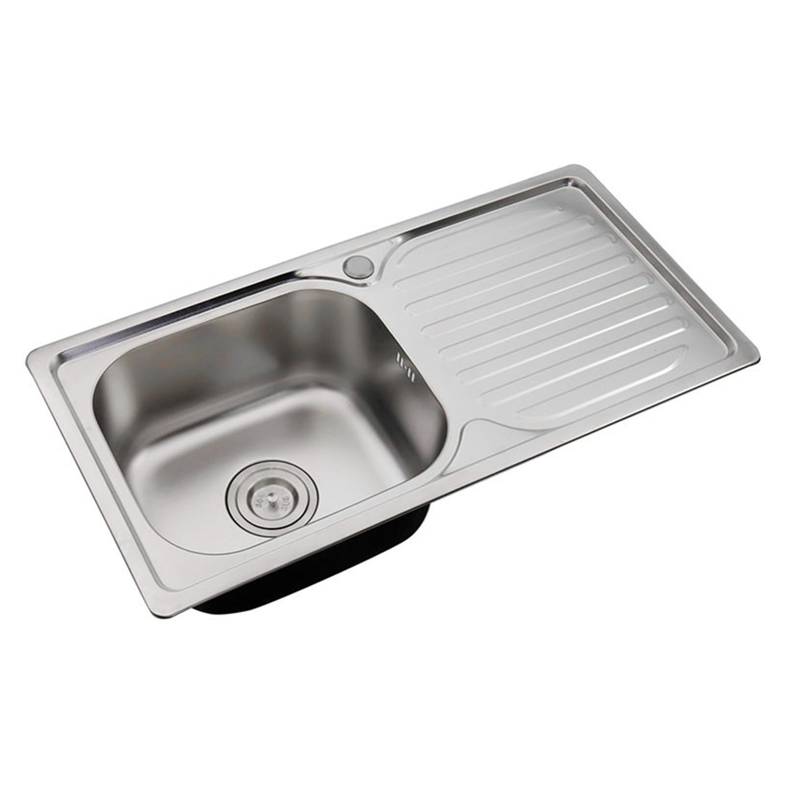 Fregadero Portatil Camping, Lavabo Caravana de Montaje Superior con Escurridor, de Acero Inoxidable de Una Sola Cubeta, Apto para Cocina, Bar y Caravana(76x37.5x19cm/30x14.8x7.5in)
