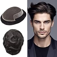 Vista 44 de FACE MIRACLE - Tupé frontal de encaje francés para hombres, sistema de reemplazo de cabello humano de encaje con pieza de pelo de poliuretano