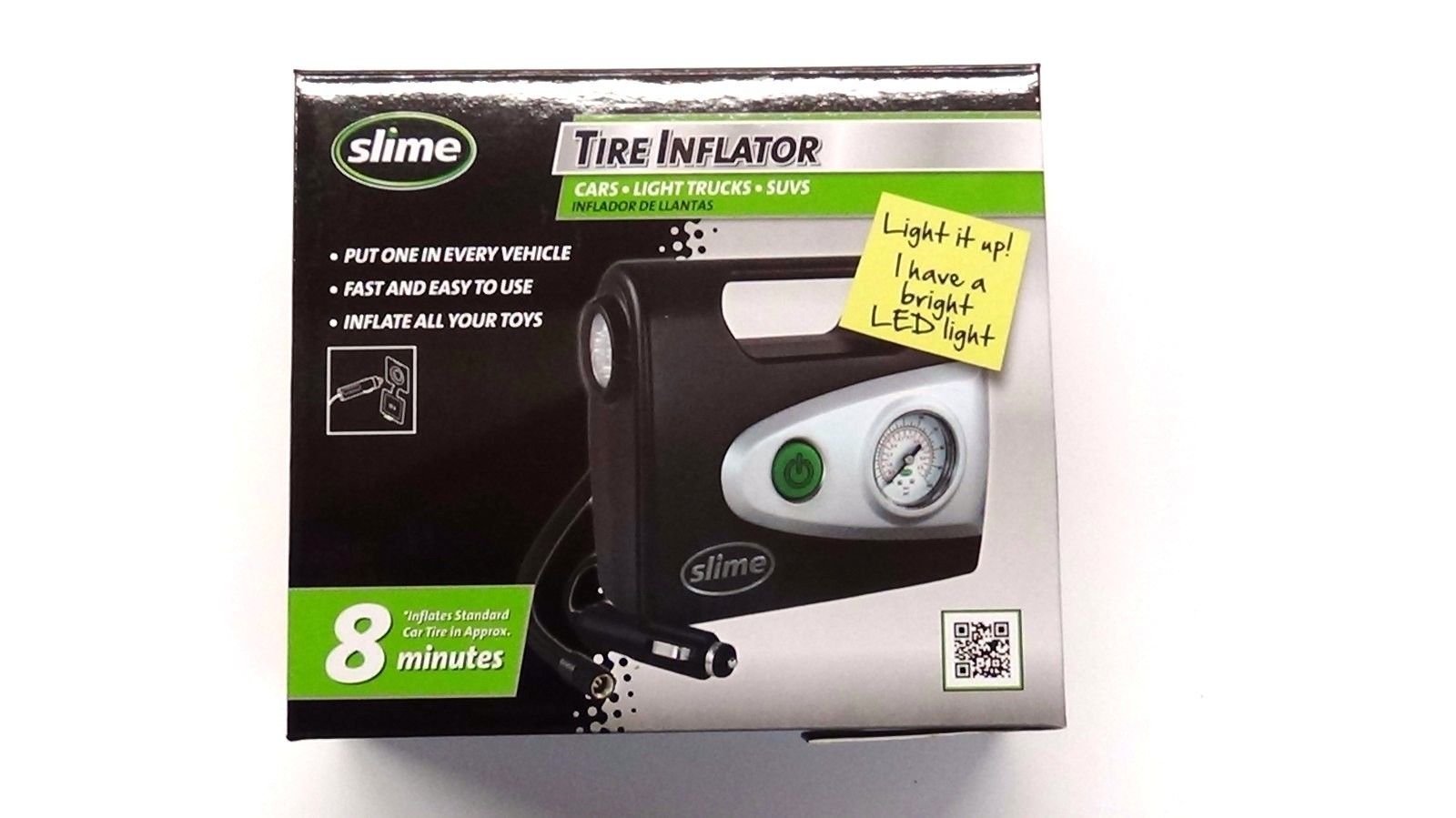 SLIME 40032 - COMP03 Tire Inflator-12V Car Portable Air Compressor w/LED light