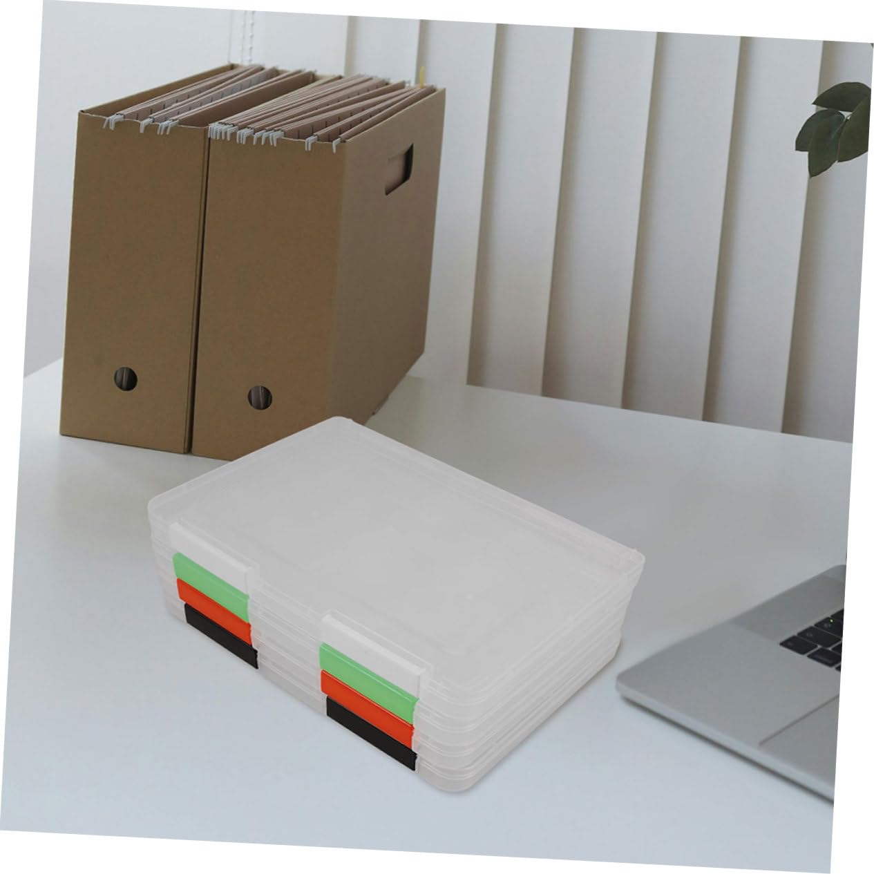 A4-dokumentenaufbewahrungsbox aus Kunststoff, 4 Stück Transparent