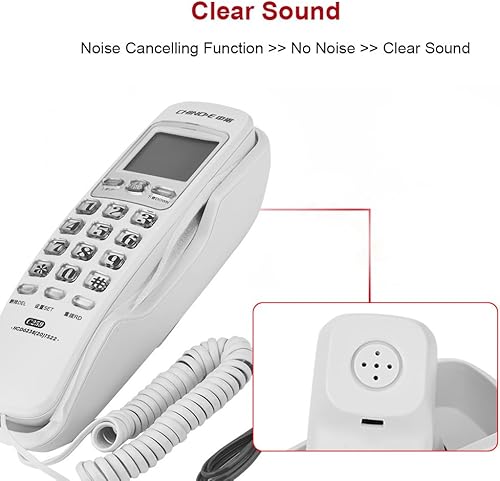 Miniatura 4 de Teléfono con cable, Teléfono de montaje en pared con pantalla de llamada de redireccionamiento de un botón Teléfono con almohadilla de marcación