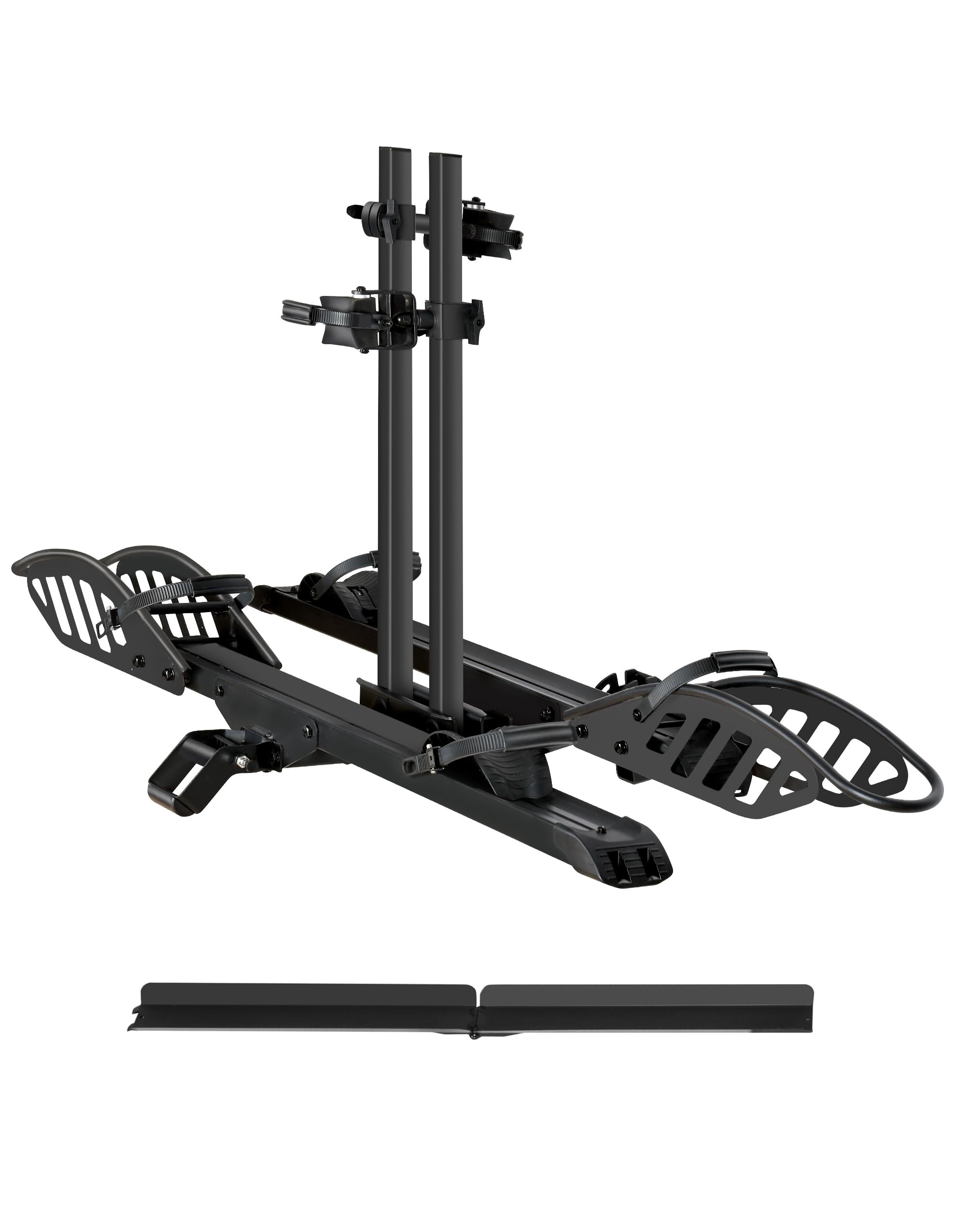 E-Bike Rack with Ramp, Hitch 2 Bike Rack, 200 lbs Capacity Electric Bike Carrier, Foldable Platform Mount for Cars, Trucks, SUVs, Minivans, Up to 5-Inch Fat Tire for 2'' Receiver