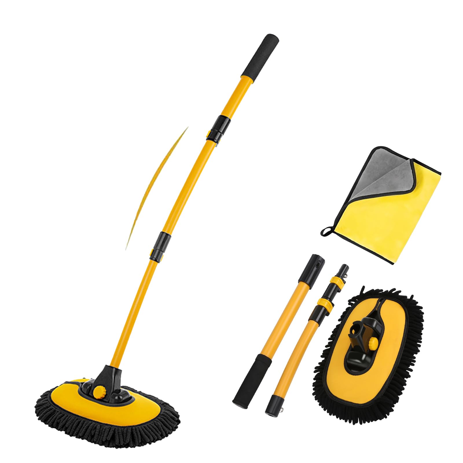 Brosse de nettoyage de voiture longue tige télescopique pour lavage de bateau et camping-car
