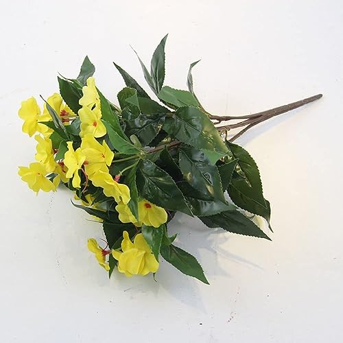Miniatura 4 de Worldoor Ramo de flores artificiales de 7 ramas, patio, césped, jardín, boda, decoración de fotos (amarillo)
