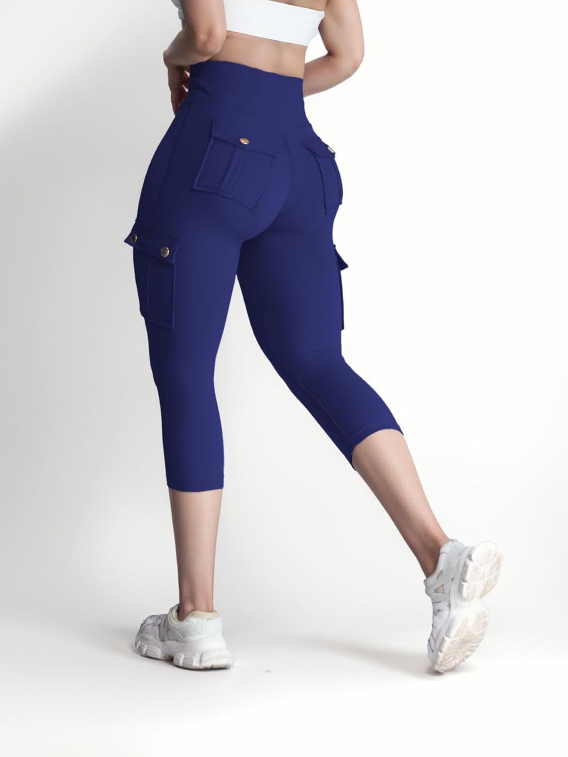 Capri Leggings for Women Butt Lifting Athletic Yoga Pant Fashion Workout Cargo Pants Elastic Solid High Waist Pants