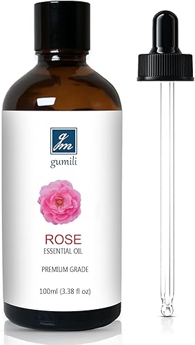 Aceite esencial de rosa, aceite aromático de fragancia para el hogar, difusor, piel, cabello, vela, jabón, bolas de secadora, lavandería, 3.38 onzas
