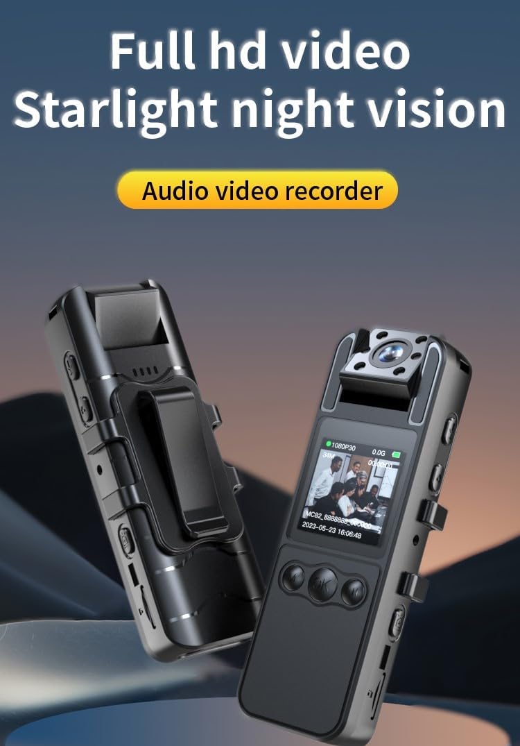 1080P Body Camera with Audio and Video Recording, 180 Rotating Lens, 6 Hr Battery, IR Cut Auto Night Vision, 64GB Memory - Perfect for Security, Personal Use, and Law Enforcement