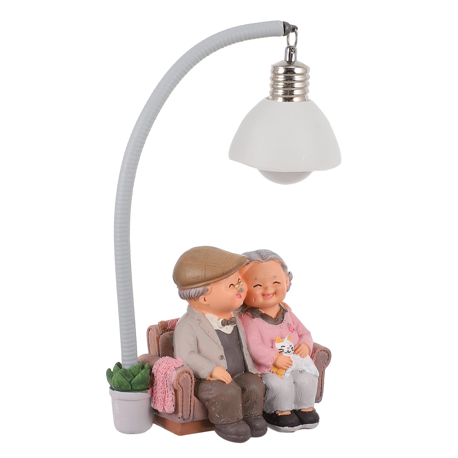Homoyoyo Grandparents Figurines Loving Elderly Couple Figurines Cute Night Light Desktop Figurine Lamp for Living Room Bedroom