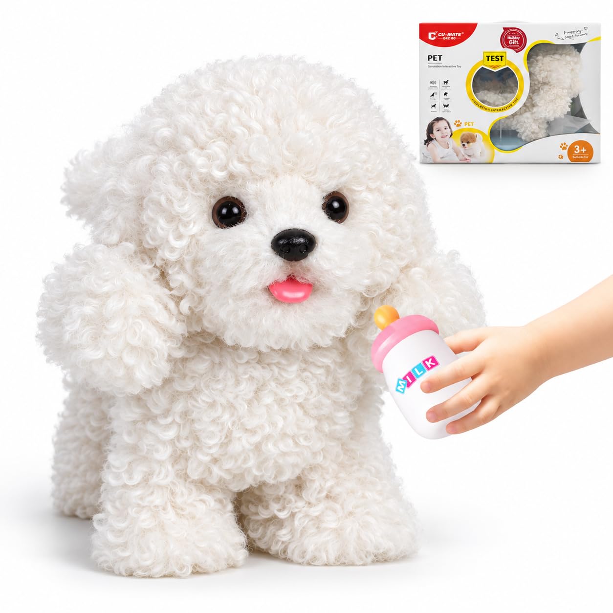 CU-MATE Electronic Walking Cats Dog, Realistic Interactive Pet Toy, Walking, Barking,Wagging Tail & Talking, Gifts for Boys and Girls (Electric poodle) — image 1