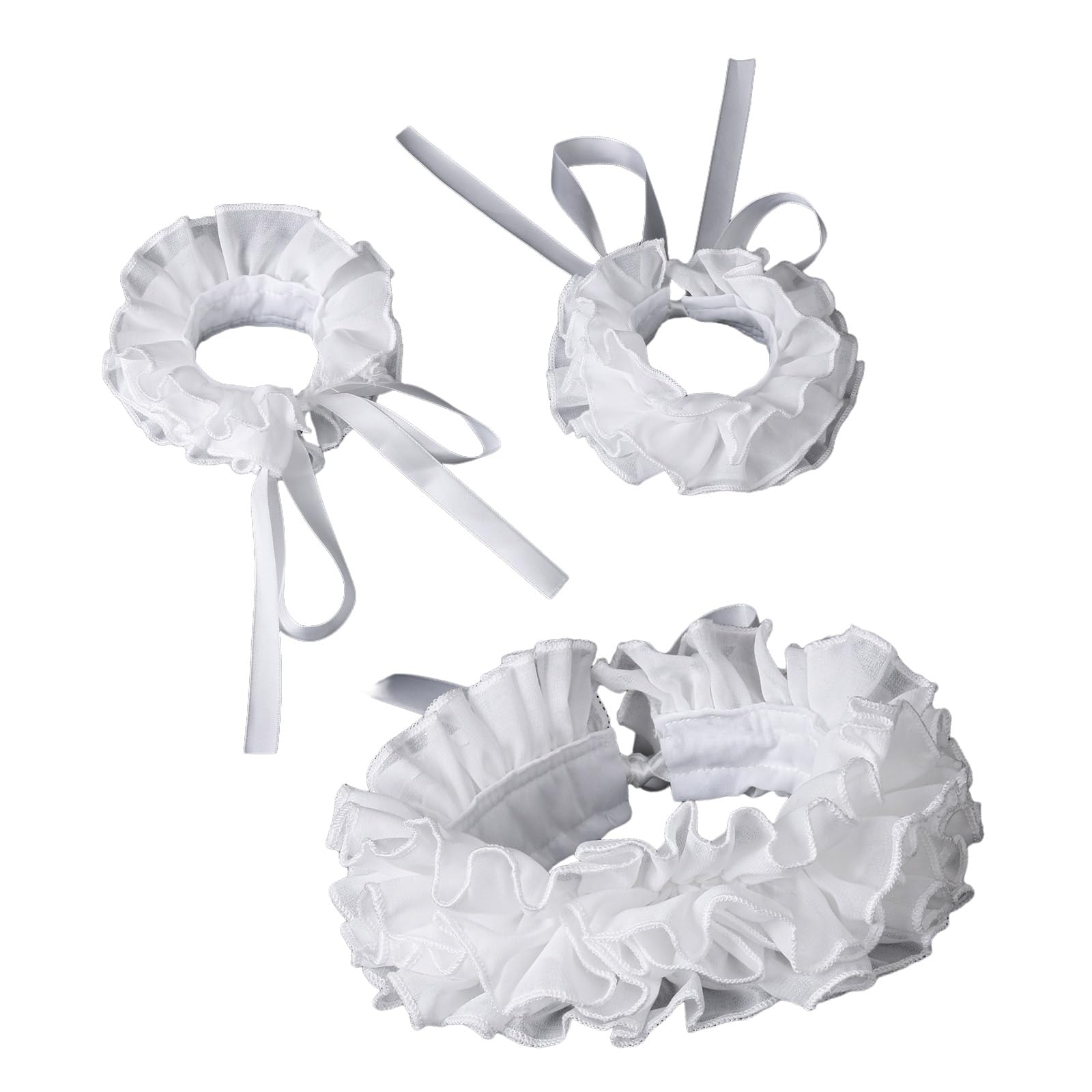 Renaissances Clown Choker Faux Collar White Ruffled Neck Accessory And Wrist Cuffs For Masquerades And Dress Up Event Victorian Neck Ruff Clown Choker