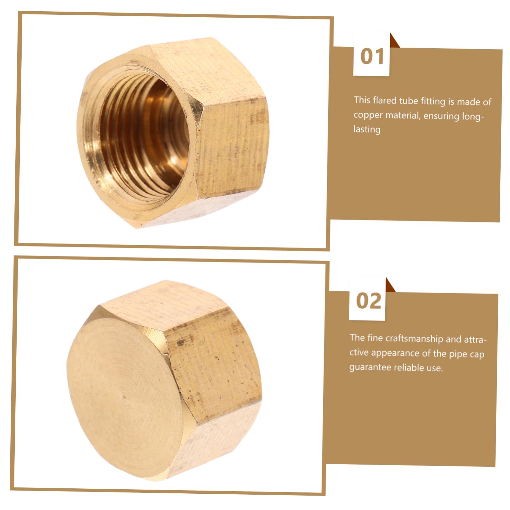 BELLIFFY Copper Tube Cap Plug Set 1/8 Inch Cap Threaded Tube Fittings Water Cap