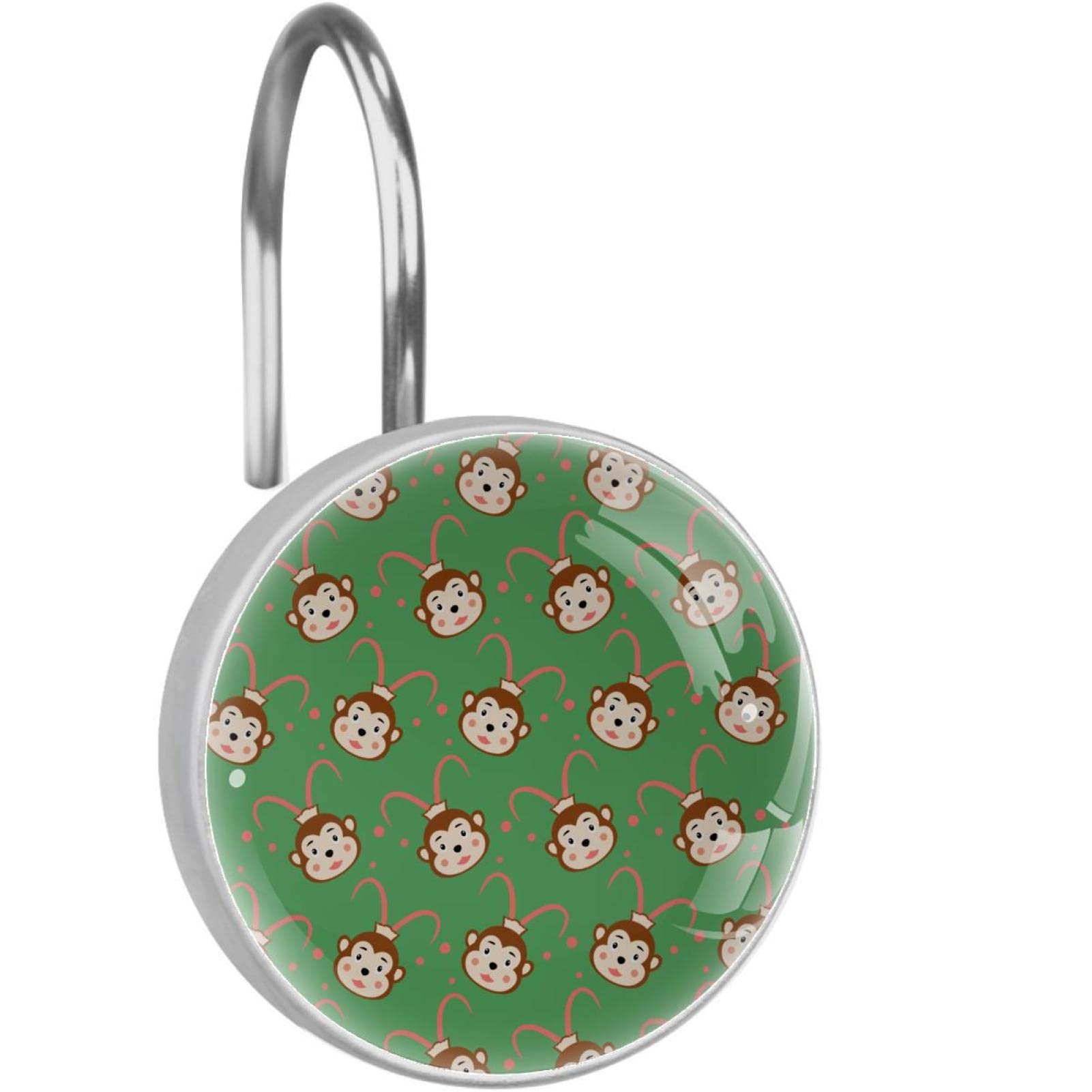 Anneaux rideau de douche anti-rouille : lot 12 crochets singe vert acier inoxydable durables
