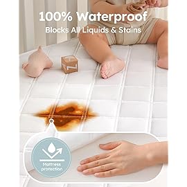 Yoofoss Waterproof Crib Mattress Protector 2 Pack, Quilted Crib Mattress Pad Cover Ultra Soft and Breathable, Machine Washable Toddler Mattress Protector for Standard Baby Crib Size 52\'\'x28\'\'