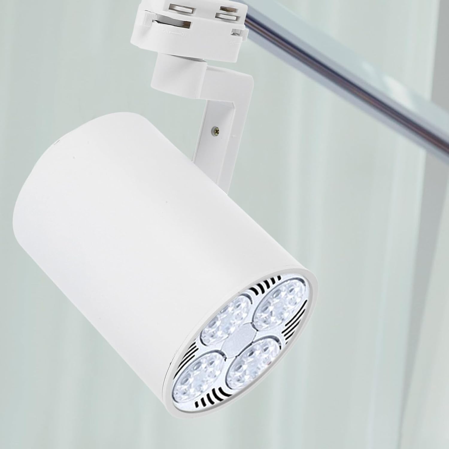 SEWACC Adjustable Direction Medium Base LED Track Lighting Head with E27 Screw Base, Iron Material White Ceiling Spotlight Fixture for Indoor Accent Lighting