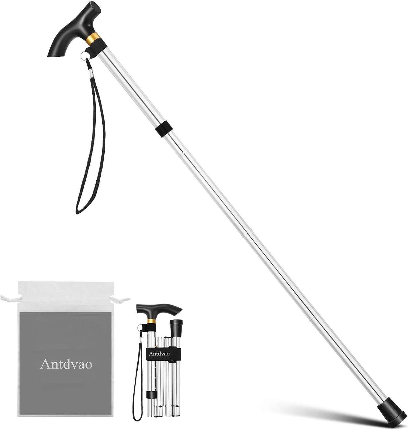 Antdvao Extendable walking stick with folding crutch crutch walking