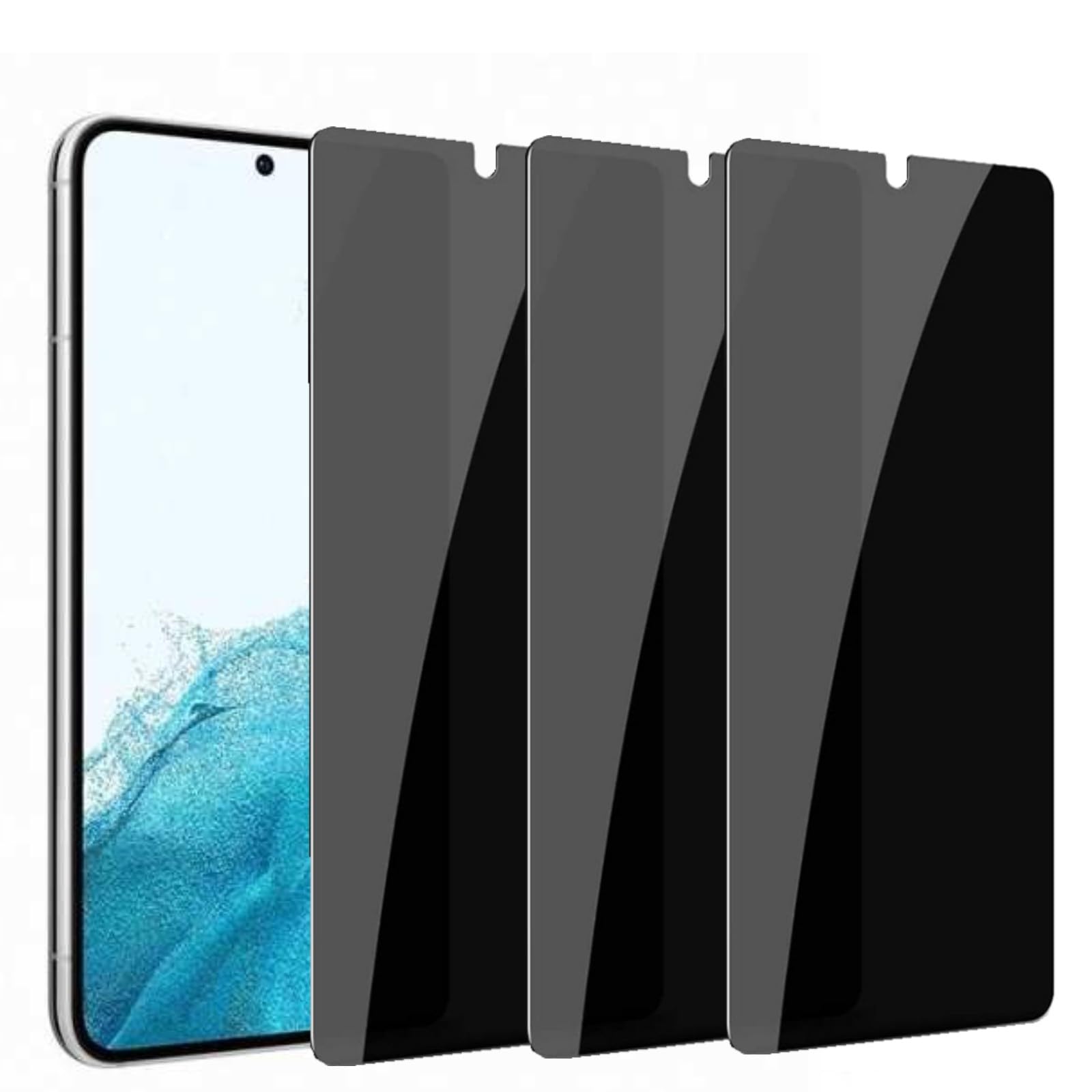 3 Pack Privacy Screen Protector for Samsung Galaxy S22 5G 6.1", 9H Hardness Anti-Scratch Anti-Spy Tempered Glass Film Samsung Galaxy S22 - Support Fingerprint Unlock, Case Friendly