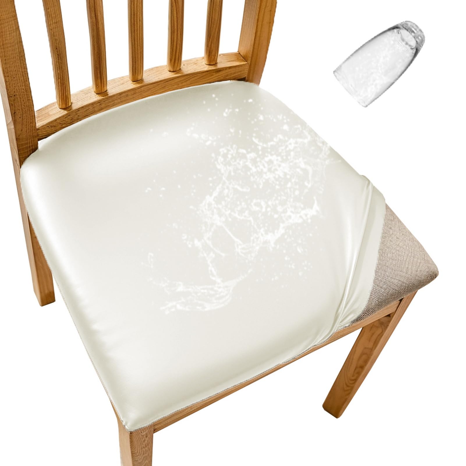 Fundas para Sillas de Comedor Pack de 6 Fundas Protectoras Impermeables Cuero PU Fundas de Asiento Ajustables Elásticas Blanco