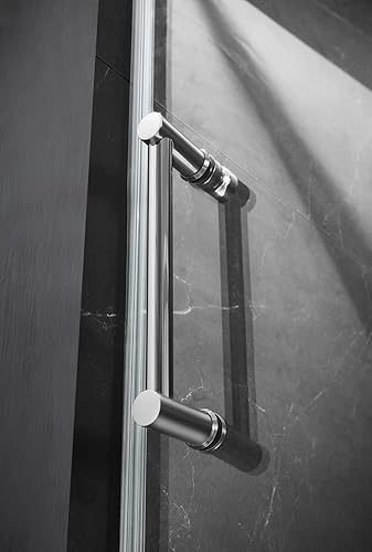 Miniatura 7 de Puerta de ducha corredera sin marco, 76 pulgadas x 60 pulgadas, puerta de ducha de vidrio, puerta de ducha con vidrio templado transparente con
