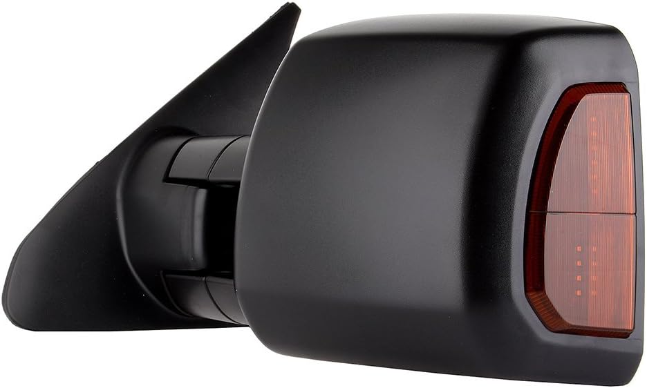 Tow Mirror Towing Mirror Fits for 2007-2016 for Toyota for Tundra Truck Towing Mirror with Left Driver Side Power Heated Turn Signal Light with Black Housing Manual Folding and Telescoping