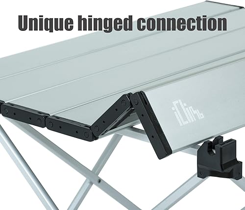 Miniatura 6 de iClimb 1 silla de pies grandes antihundimiento y 1 paquete de mesa plegable, ultraligero y compacto para personas solas, mochileros al aire libre,