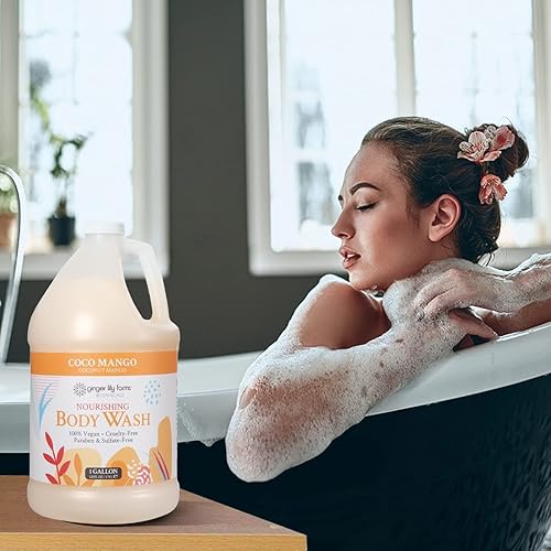 Vista 7 de Ginger Lily Farms Botanicals - Jabón corporal nutritivo, mango de coco, 100% vegano y libre de crueldad, aroma de mango de coco, repuesto de 1 galón