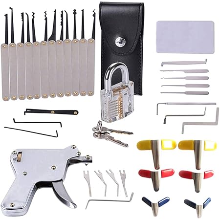 Eventronic 37 5-delige Lockpicking Set [2024 Nieuwste Pioneer Editie & Nieuwe Lockpick Ervaring] Lock Picking Tool Kit met 5 Transparante Training Hangsloten voor Beginners en Pro Slotenmakers