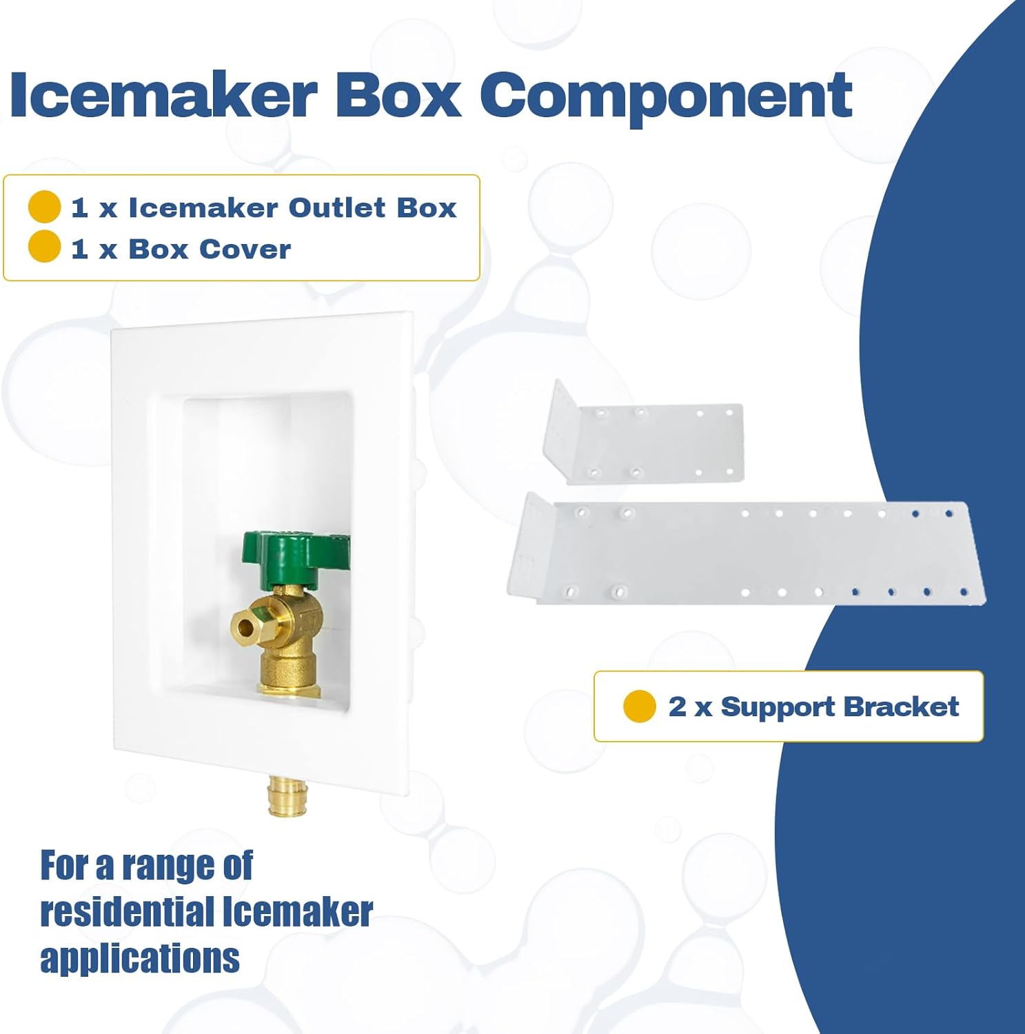 2-PACK GUOFIS Icemaker Outlet Box with 1/2" PEX-A Expamsion Inlet Connect, Ice Maker Box with Pre-installed 1/4-Turn Ball Valve(IM003-2Pack)
