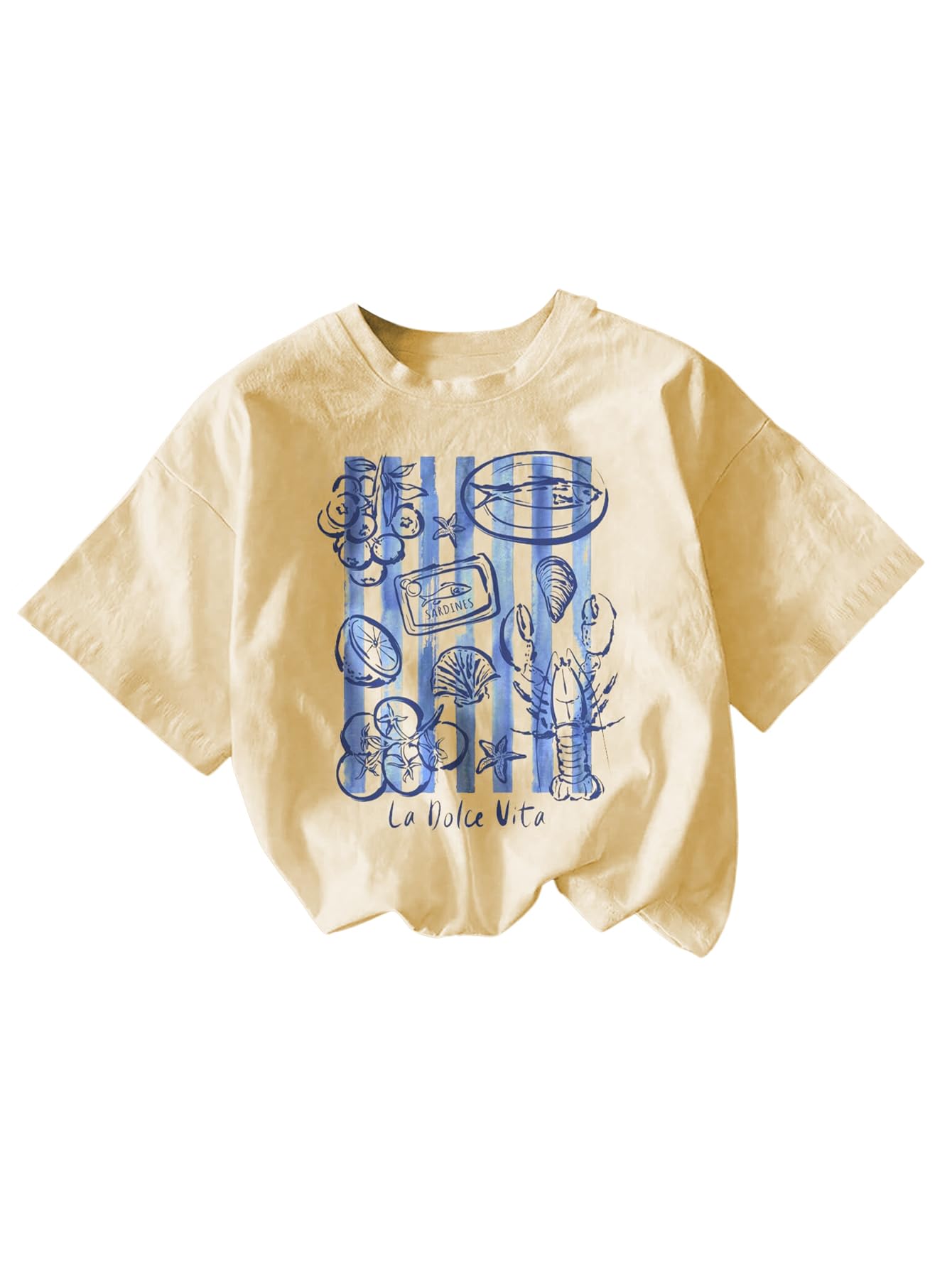 RoseSeek Women's Graphic Letter Tee Crew Neck Trendy Summer Vintage T Shirt