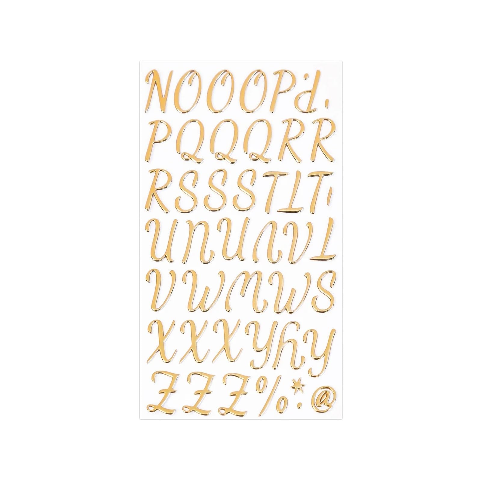 6/18Sheets Gorgeous Gold Letter Stickers - Resin A to Z Numbers 1 to 9 Glitter Letters for Scrapbooking(O-Z)