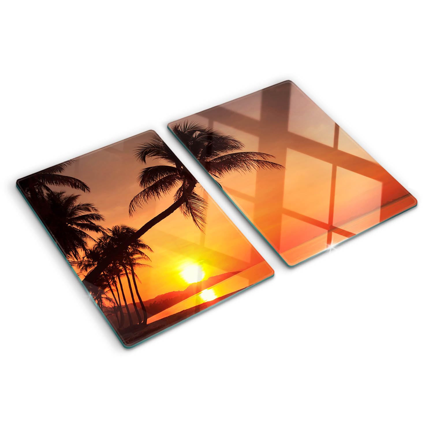 Planche à découper Tulup 2x40x52cm en verre trempé avec design de plage au coucher de soleil