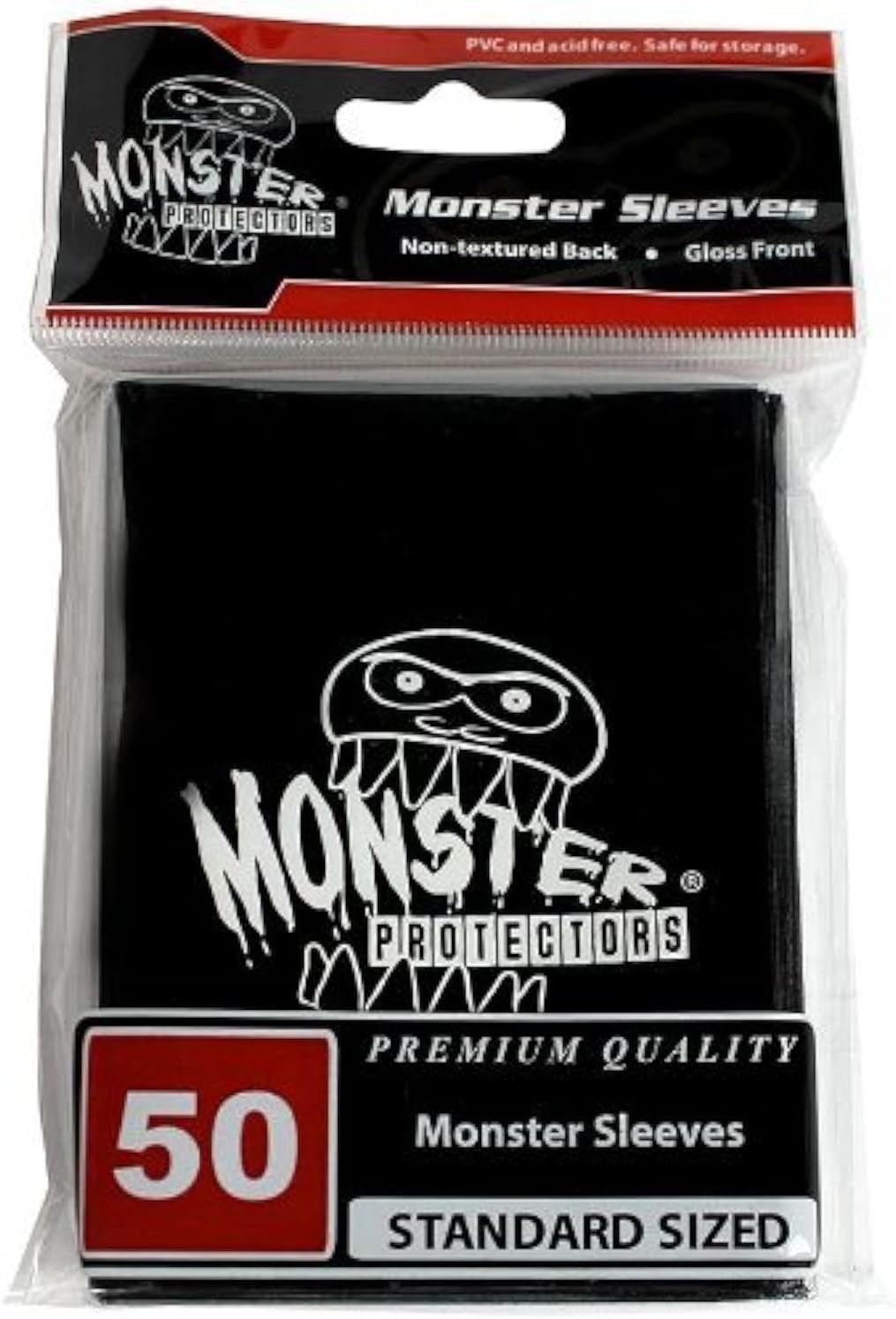Sleeves - Monster Protector Sleeves - Standard Size Gloss with Monster Logo - Black (Fits MTG Magic The Gathering and Other Standard Sized Gaming Cards)
