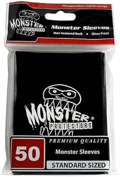 Sleeves - Monster Protector Sleeves - Standard Size Gloss with Monster Logo - Black Fits MTG Magic The Gathering and Other Standard Sized Gaming Cards