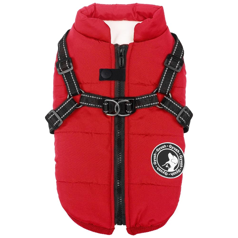 Gyuzh Dog Coat with Harness Puppy Coats Small Dog Harness Jacket Winter Waterproof Jackets for Smal Medium Large Dogs